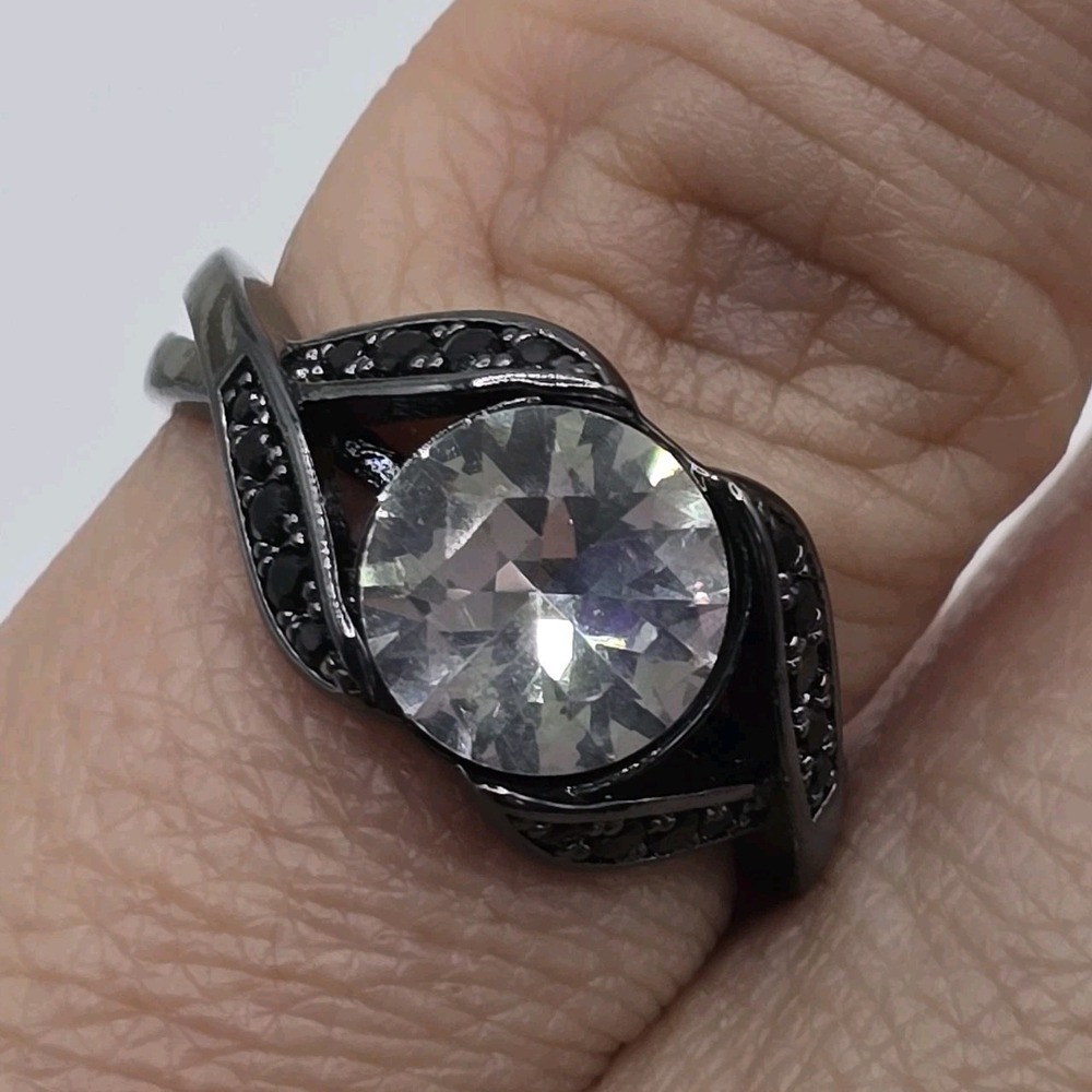 Fragrant Jewels Wicked Mermaid Ring Size 6 Black Rhodium CZ Gothic Fantasy